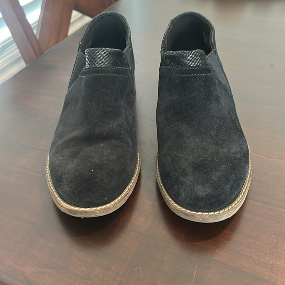 Clarks Camzin Mix Ankle Boots Black Suede Metallic Chelsea Comfort Women's Sz 10 - Picture 5 of 14